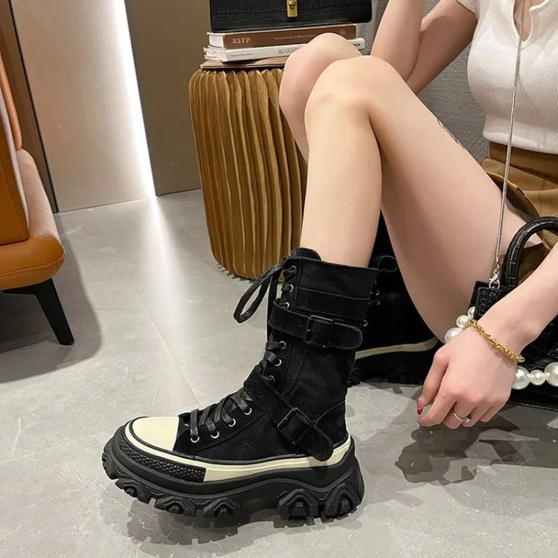 Botas femininas de plataforma  - Sewing Latex avaliação e preço
